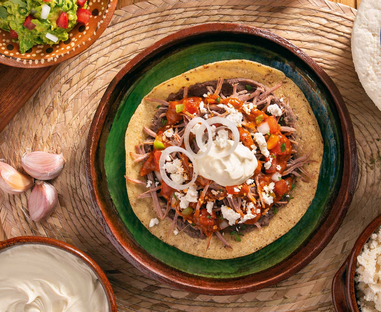 Tostadas with Carne Tío Francisco